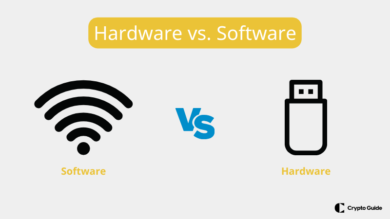 Porovnání hardwarových a softwarových peněženek.
