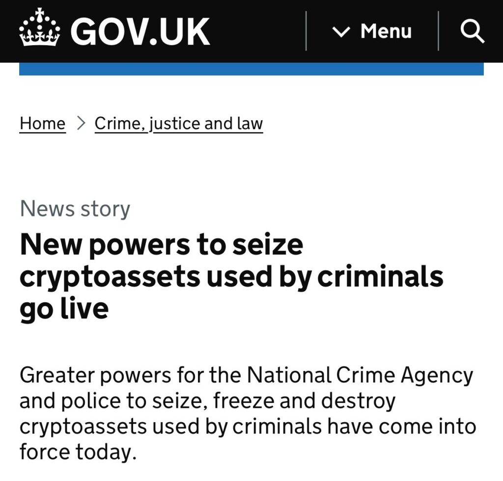 Velká Británie zpřísňuje kontroly kriminality v oblasti kryptoměn
