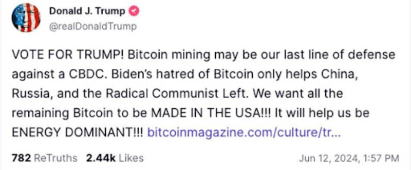 Trump hostí vedoucí představitele těžebního průmyslu bitcoinů, aby podpořil energetickou dominanci USA.
